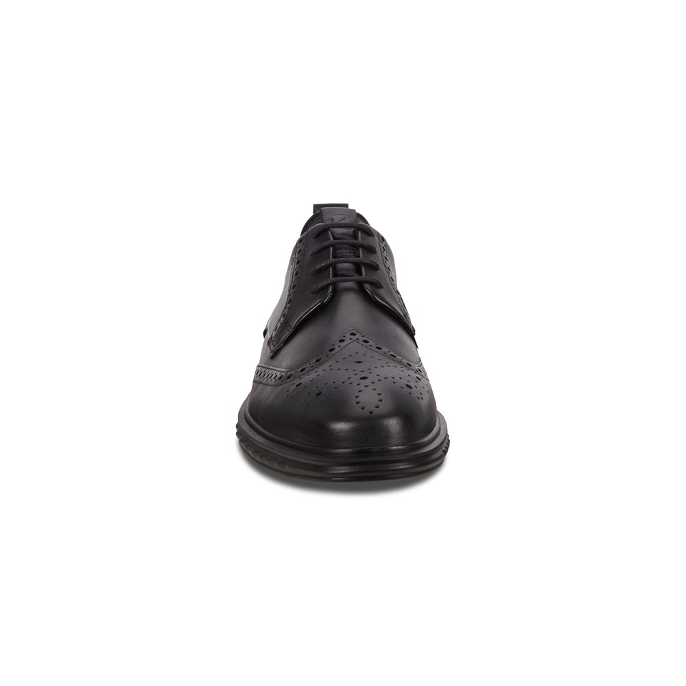 ECCO Mens Dress Shoes Black - St.1 Hybrid Lite Wingtip - FDZ-492630